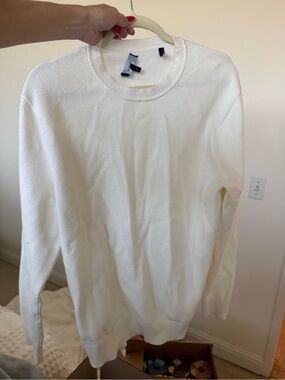 Theory Cream Textured Long-Sleeve Crewneck Sweater